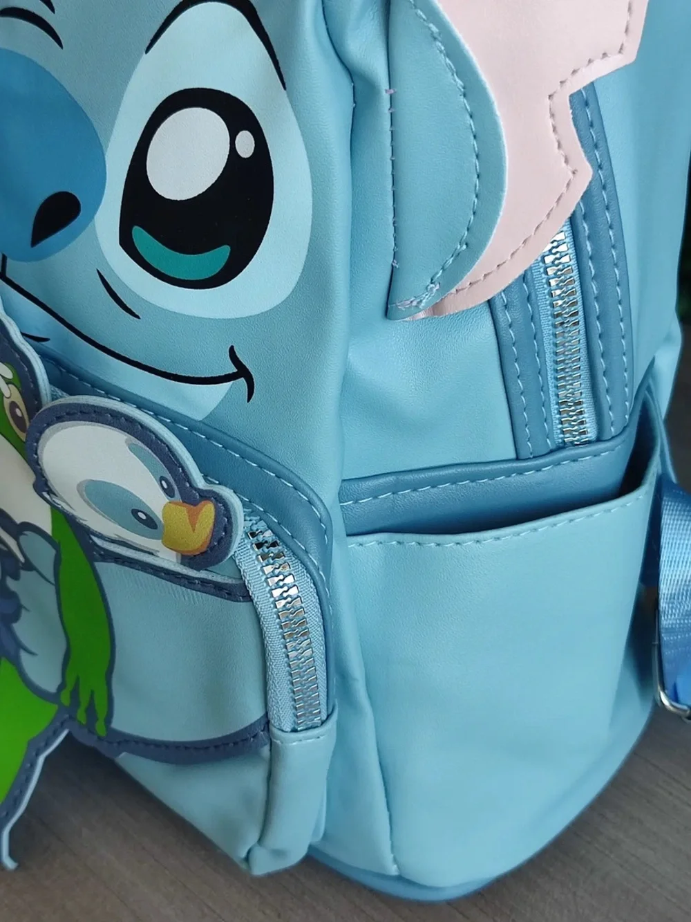❌SOLD❌Love Stitch Blue Kids Backpack with Green Frog and Pink Ear Accents